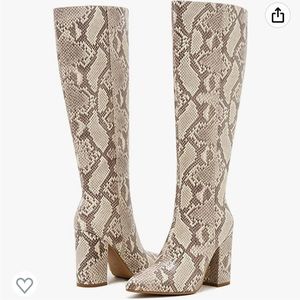 Knee high snake print boots